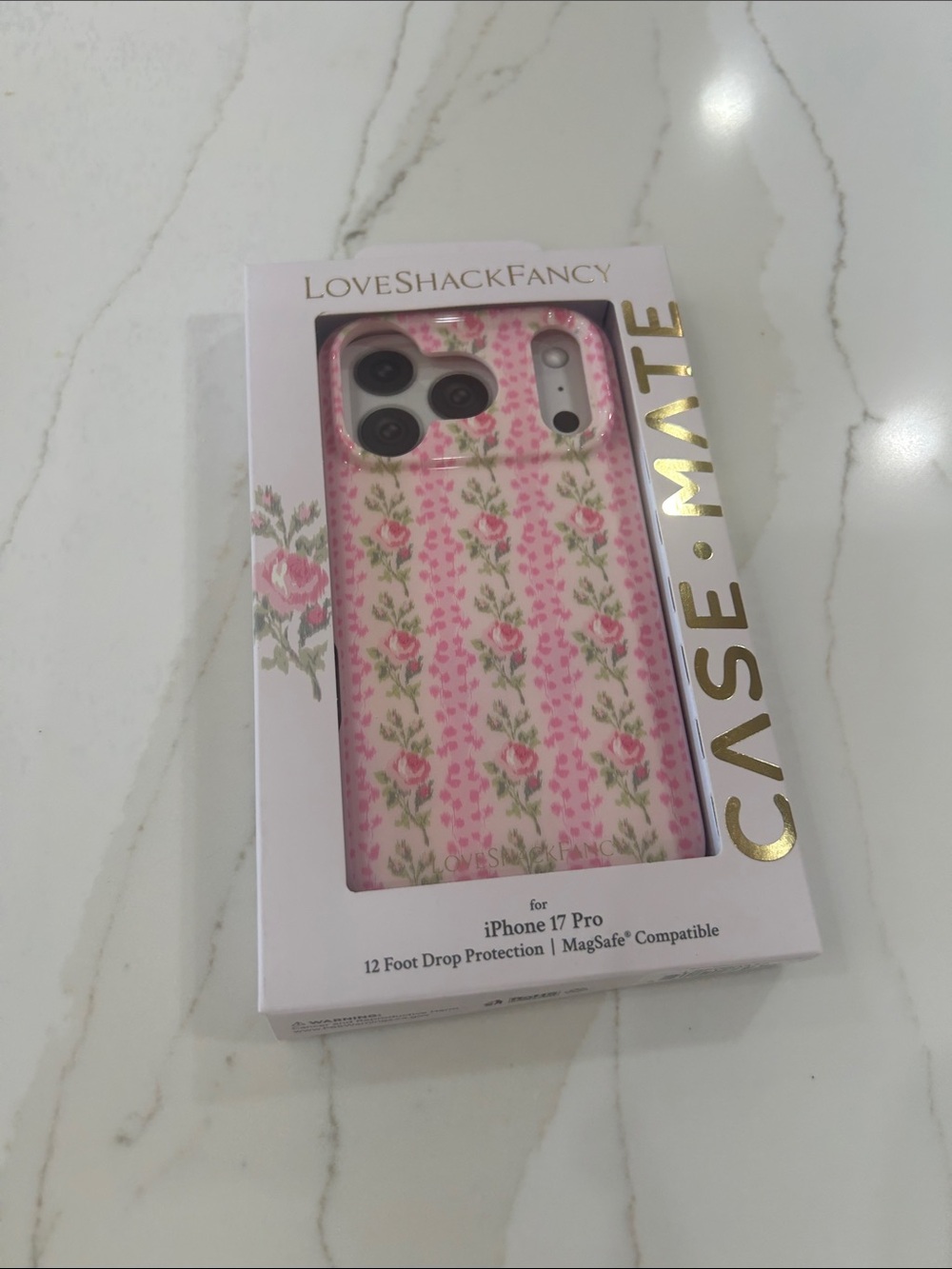 LoveShackFancy Pink Rose Pattern iPhone 17 Pro Case